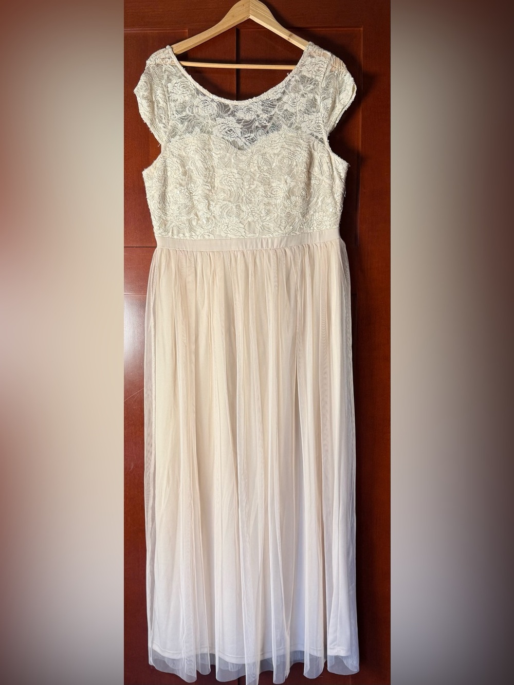 Candalite Cream Sequined Floral Lace & Tulle Fairycore Gown Size XL
